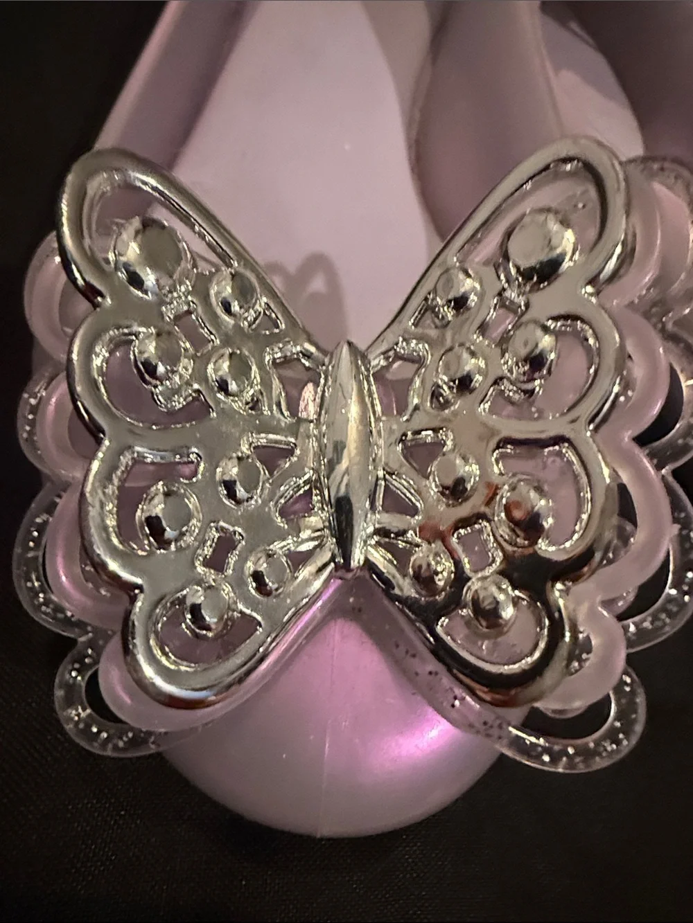 Mini Melissa Pearl Purple Ballet Flats with Decorative Butterfly Accent